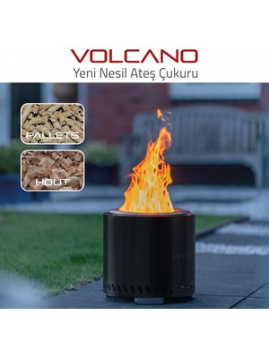 Red Fire Redfire Volcano Yeni Nesil Ateş Çukuru Black-Large Dumansız Portatif Şömine Bahçe ve Kamp Sobası