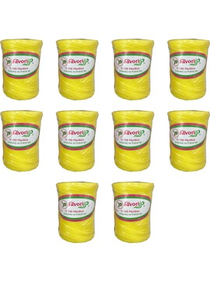 Favori Ip 5000 Denye -0.8 Mm- Ambalaj ve Paket Ipi Naylon Burgulu Örgü Çamaşır Ipi - Sarı - 10 Adet
