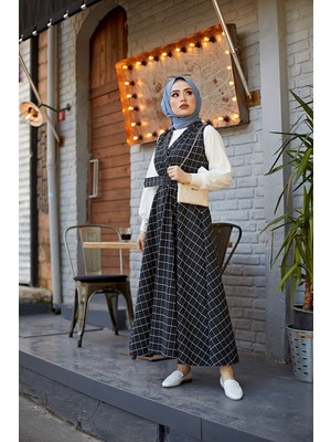 Md İkili Jile Tesettür Takım Siyah Beyaz
