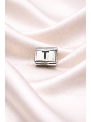 CT Stones Nomination Uyumlu T Harfli Charm | Paslanmaz Çelik Harf Charm | Kişiye Özel Bileklik Aksesuarı