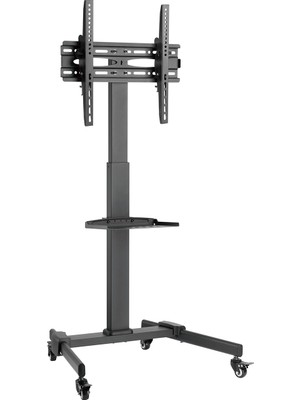 Cletech Tekerlekli Tv Standı 32-55 Inç | Yükseklik Ayarlı | Eğilebilir | Raflı | 35 kg Taşıma Kapasiteli