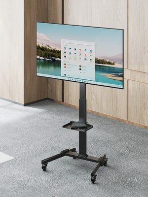 Cletech Tekerlekli Tv Standı 32"-55" | Yükseklik Ayarlı | Eğilebilir | Raflı | 35 kg Taşıma Kapasiteli