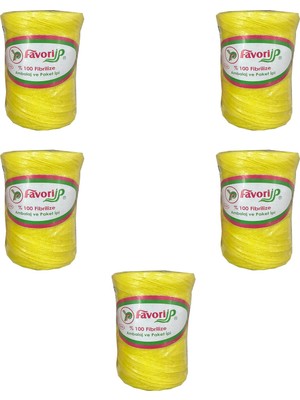 Favori Ip 5000 Denye -0.8 Mm- Ambalaj ve Paket Ipi Naylon Burgulu Örgü Çamaşır Ipi - Sarı - 5 Adet