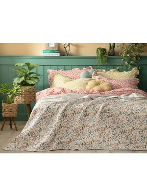 English Home Wild Forest Çok Amaçlı Örtü 240 x 220 cm Pembe Desenli Polyester Kumaş