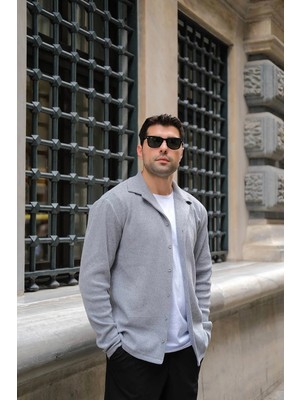 For You Man Ottoman Uzun Kol Gri Ceket Gömlek