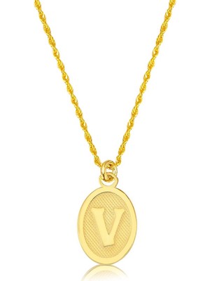 Bilezikci V Harfi Oval Altın Kolye
