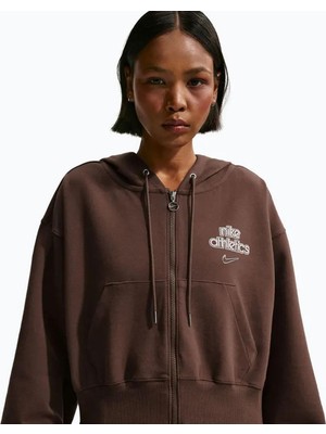 Nike W Nk Phnx Flc Fz Hd Gls Kahverengi