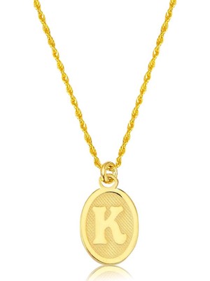 Bilezikci K Harfi Oval Altın Kolye