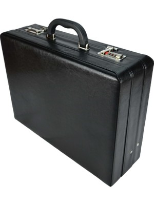 Zaven Şifreli Evrak Çantası Siyah Suni Deri Çift Körük Ergonomik Tasarım ile Şık Kullanım