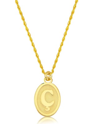 Bilezikci Ç Harfi Oval Altın Kolye