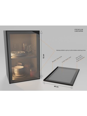 Sumua Store Alüminyum Çerçeveli Cam Dolap Kapağı - 72CM x 40CM – Modern Mutfak & Vitrin Kapak Paneli