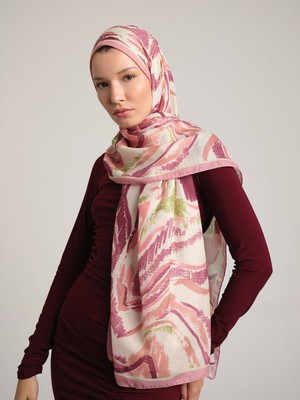 AYSHARA Devr-I Fırça Desenli Tek Taraflı Şal -  Gül Pembe