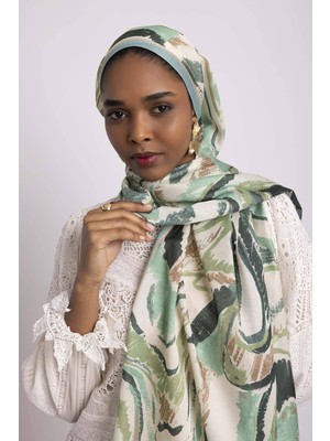 AYSHARA Devr-I Fırça Desenli Tek Taraflı Şal -  Mint Yeşil