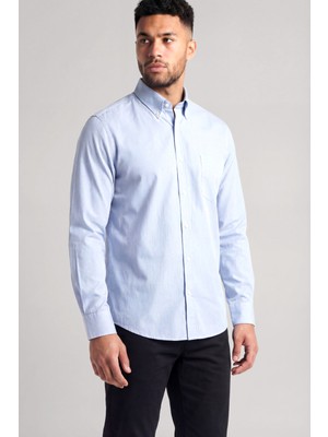 Paul & Shark Erkek Slim Fit Pamuklu Gömlek Yaka Uzun Kollu Mavi Gömlek 99313010-V99