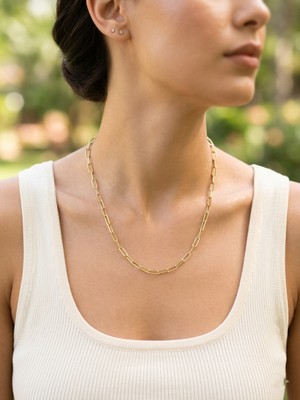 Museum Of You Minimal Ataç Zincir Kolye - 14K Altın Kaplama Renk - Xuping - 45 cm