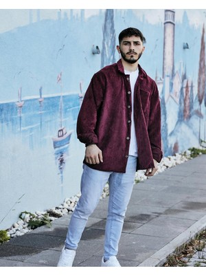 'erkek Fitilli Kadife Gömlek – Tek Cepli Oversize Model'
