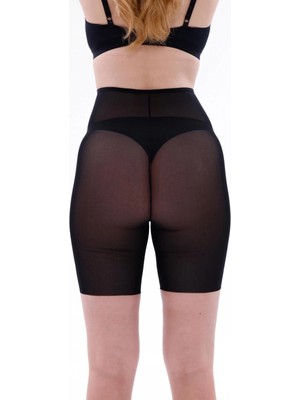 Marsilyan-  Siyah Mı Emay 2705 Lazer Tül Toparlayıcı Paçalı Boxer Hayalet Korse