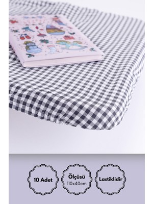 Bimotif 10LU Lastikli Okul Sıra Örtüsü ve 1 Adet Öğretmen Masa Örtüsü (Pamukludur), Gri