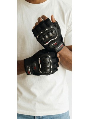 Probiker Pro Biker Darbe Korumalı Yarım Parmak Motosiklet Eldiveni – Nefes Alabilir, Kaymaz, Spor & Fitness Uyumlu