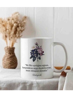 Weiler Riger Dostoyevski Anlamlı Söz Baskılı Premium 330 ml WR-DS101 - Hediye Porselen Kupa Bardak