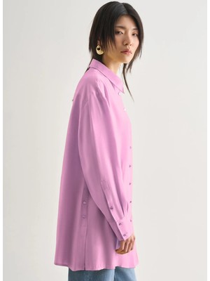 Mizalle Gömlek Yaka Pembe Kadın Tunik M2MZ1030210219
