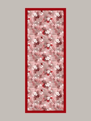 AYSHARA Mühr-I Gül Çiçek Desenli Tek Taraflı Şal -  Kırmızı