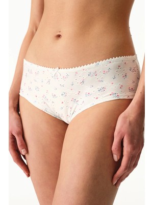 Penti Kırık Beyaz Eyelet Çiçekli Yüksek Bel Boyshort Külot