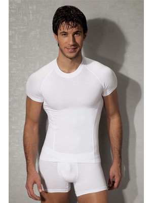 DOREANSE 2535 ERKEK MODAL YUVARLAK YAKA KISA KOL BEYAZ T-SHİRT