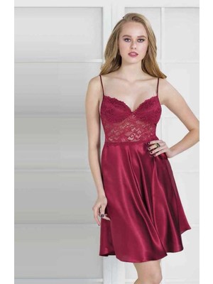 Pierre Cardin 627 Saten Danteli Kısa Gecelik