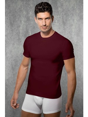 DOREANSE 2550 ERKEK MODAL BİSİKLET YAKA KISA KOL BORDO T-SHİRT