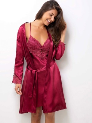 Pierre Cardin 2li Saten Kısa Gecelik Sabahlık 4300