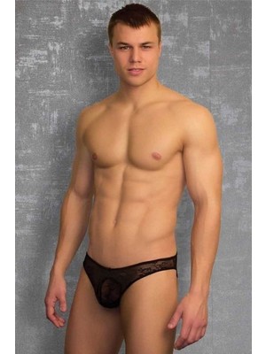 DOREANSE 1367 ERKEK DANTELLİ TRANSPARAN SİYAH SLİP