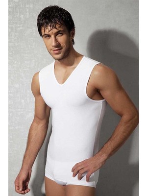 DOREANSE 2210 ERKEK MODAL V YAKA SIFIR KOL BEYAZ ATLET