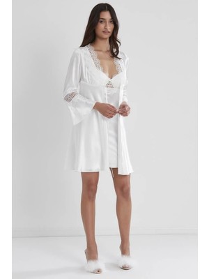 Pierre Cardin 6'lı Kaplı Gecelik Sabahlık Set 6325 Ekru Renk