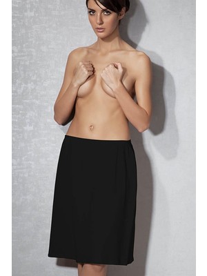 DOREANSE 13002 Siyah Kadın Midi Jüpon %85 Polyamide %15 Lycra Rahat Kullanım İçin Tasarlandı