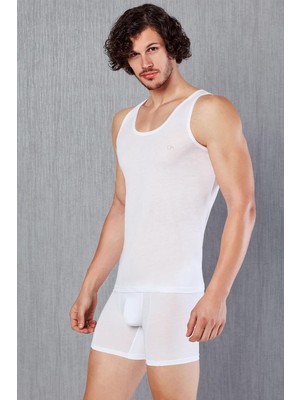 DOREANSE 2030 ERKEK PAMUKLU DERİN KARE YAKA BEYAZ ATLET
