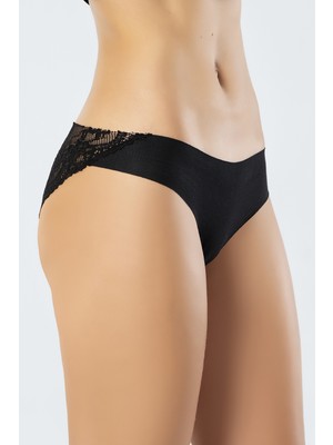Türen 909 Kadın Lazer Kesim Pamuk Dantelli Külot-Siyah