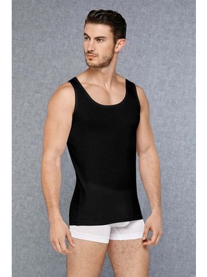 DOREANSE 2000 ERKEK MİCRO MODAL GENİŞ YAKA SİYAH ATLET