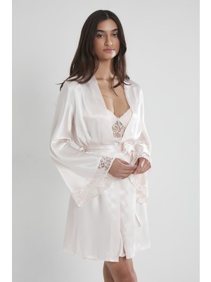 Pierre Cardin  Saten Dantelli Gecelik & Sabahlık Takım  - 4090