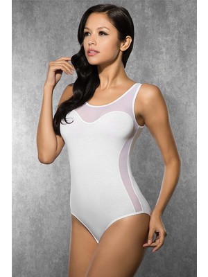 DOREANSE 12128 BAYAN TRANSPARAN BEYAZ ÇITÇITLI BODY