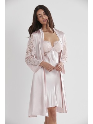 Pierre Cardin 4025 2lı Saten Gecelik Sabahlık Takımı