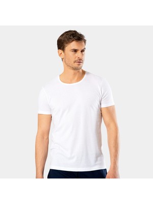 Cacharel Erkek Bisiklet Yaka T-Shirt 2169/Beyaz