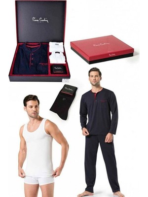 Pierre Cardin  Pierre Cardin Erkek Lacivert Damat Çeyizlik Pijama Seti 2000