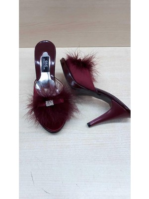 Gc Terlik Gc Taşlı Tüylü Kadın Platform Çeyiz Terliği 175