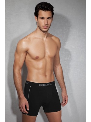DOREANSE 1780 ERKEK MODAL ÇİZGİLİ SİYAH BOXER