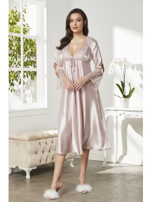 Pierre Cardin 6620 Altılı Saten Gecelik - Sabahlık Takımı