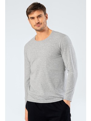 Cacharel 1333 Gri Erkek Erkek Gri O Yaka Uzun Kollu Sweatshirt