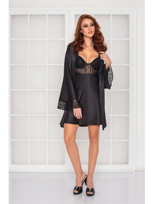 Pierre Cardin  Saten Dantelli Gecelik & Sabahlık Takım  - 4090