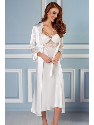 Pierre Cardin 6025 Altılı Saten Gecelik - Sabahlık Takımı