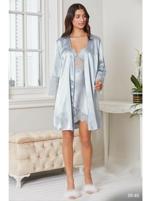 Pierre Cardin 6'lı Kaplı Midi Gecelik Sabahlık Set 6015 Mist